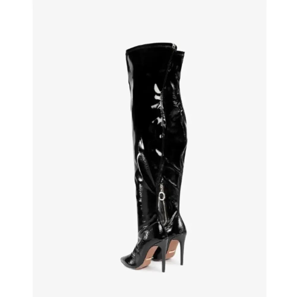 Marciano Guess Black Patent Over the Knee Stiletto Boot Size 38 US  Mob Wife